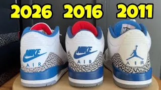 Thumbnail: Air Jordan 3 True Blue Comparison 2011 vs 2016 vs 2026