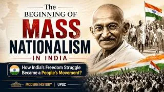 Thumbnail: Gandhi Era: The Beginning of Mass Nationalism in India | UPSC | AI Visual Story | Best IAS Coaching