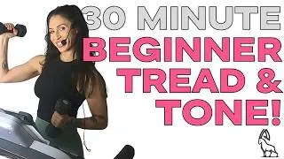 Thumbnail: Samantha Banwer's Beginner Tread & Tone 🔥 Treadmill + Dumbbell Intervals with Coach Rachael