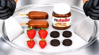 Thumbnail: ASMR | Ice Cream Rolls - Magnum Nutella Strawberry & Oreo