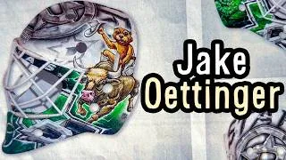 Thumbnail: Jake Oettinger's Goalie Mask has an OTTER Riding a BULL