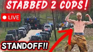 Thumbnail: 🔴 BREAKING: Cop Stabbing Suspect SURROUNDED — Threatening to Set Himself on Fire | Ohio Manhunt