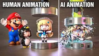 Thumbnail: AI vs 3D Animation - Super Mario, Gugu Gaga Penguin & Phoebe Chupi! 😂🐧💀