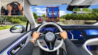 Thumbnail: Driving Mercedes EQS 580 on narrow roads - Euro Truck Simulator 2 | Steering Wheel Gameplay 
