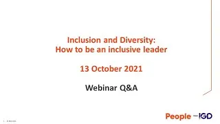 Thumbnail: Inclusion and Diversity: How to be an inclusive leader - Webinar Q&A