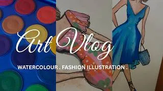 Thumbnail: Cozy Art Day Vlog 🎨 Testing New Watercolor Cakes + Fashion Sketching