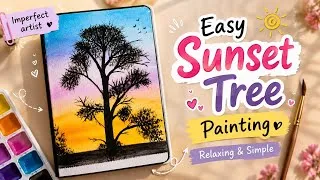 Thumbnail: Easy Watercolor Sunset Tree Painting 🌅🎨 | Relaxing & Simple Landscape Painting | Imperfect Artist