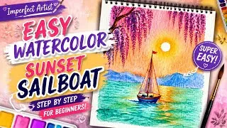 Thumbnail: Easy watercolor sunset SailBoat Drawing|Step by Step|Imperfect artist 