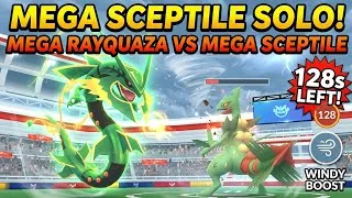 Thumbnail: INSANE Mega Sceptile SOLO! Mega Rayquaza Weather Boosted (128s Left!) 🐉🔥 #pokemongo #soloraid #mega 