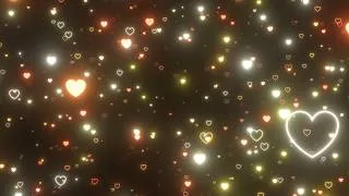 Thumbnail: Slowly Traveling Through Millions Of Tiny Golden Glowing Neon Hearts 4K Video Effects HD Background