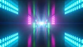Thumbnail: Abstract Glowing Neon Tunnel Corridor And Flashing Star Shaped Lights 4K VJ Loop Motion Background