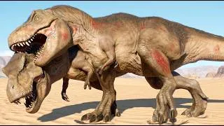 Thumbnail: 2 TYRANNOSAURUS REX VS ALL LARGE AND MEDIUM DINOSAURS IN SAN DIEGO - JURASSIC WORLD EVOLUTION 2