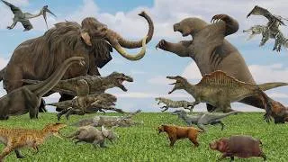 Thumbnail: MONSTER MAMMOTHS VS DINOSAUR MONSTERS | Animal Epic Battle | Animal Revolt Battle Simulator