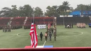 Thumbnail: President  Boakai, Sr., Commander-In-Chief of the Armed Forces of Liberia, inspects troops.
