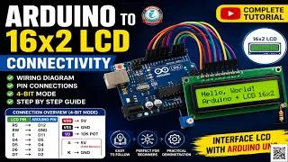Thumbnail: Arduino to 16x2 LCD Connectivity | Complete Wiring Diagram & Interfacing Tutorial | Arduino LCD 16x2