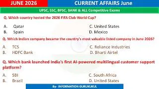 Thumbnail: June 2026 Monthly Current Affairs | Current Affairs 2026 Full Month | Important Current Affairs 2026