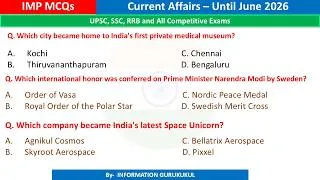Thumbnail: Current Affairs Until June 2026 | 2026 Monthly Current Affairs | Current Affairs 2026 Full Month