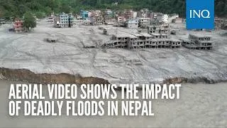 Thumbnail: Aerial video shows the impact of deadly floods in Nepal