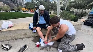 Thumbnail: Washing a Homeless Man’s Feet While Interviewing Him