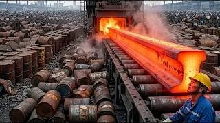 Thumbnail: From Rusted Oil Drums to High-Speed Railway Track | How Steel Rails Are Made | Full Process