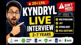 Thumbnail: 🚀 Kyndryl Java Developer LIVE Interview | Multithreading | Spring Boot | JPA | JWT | SQL | NoSQL