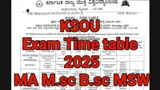 Thumbnail: Ksou| exam time table |notification |2025 |MA M.sc B.sc MBA M.com