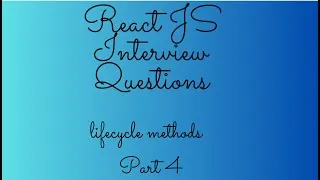 Thumbnail: Frontend Interview Preparation | React Lifecycle methods | debugging tips | using breakpoints