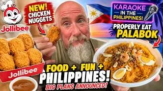 Thumbnail: Trying Jollibee's NEW Chicken Nuggets & Eating Palabok the Right Way!  and  Philppines Karaoke Plans