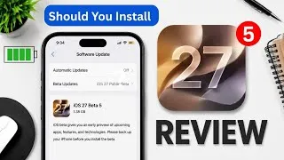 Thumbnail: iOS 27 Public Beta 5 Review 🔥 Battery Test, Performance & Should You Install iOS 27 Beta 5 ?