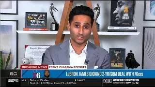 Thumbnail: "LeBron James SHOCKS the entire NBA!" - Shams Charania has the latest news on 76ers ACQUIRED LeBron.