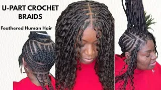 Thumbnail: U-Part Crochet Braids Using Feathered Human Crochet Hair | Beginner Tutorial