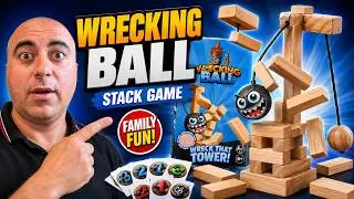 Thumbnail: wreckingball Hardwood Tower Stack Game with Action Cards & Real Wrecking Ball