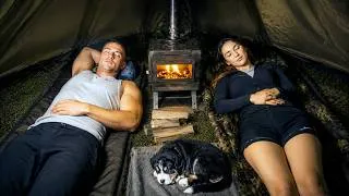 Thumbnail: Hot Tent Camping with My Friend & a Puppy... The Sky Didn't Look Good ⛈️