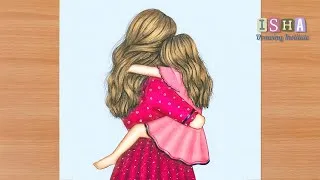 Thumbnail: Easy Mother's Day Drawing Tutorial | Mother and Daughter Drawing 🩷 | Mother's Day Drawing