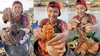 Thumbnail: I cook seafood oiled, lobster, scallops, snails, octopus, abalone, squid, and mantis shrimp #yummy