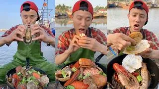 Thumbnail: fishermen cooked geoduck, lobster, crab, scallops, snails, octopus, slipper lobster, and razor clam.