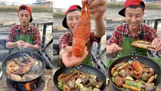 Thumbnail: Dagang cooked lobster, abalone, scallops, sea snails, large shrimp, octopus, and razor clams#yummy