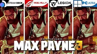 Thumbnail: Max Payne 3 | Steam Deck vs ROG Ally vs Legion GO vs PC Ultra | 4K Full Graphics Comparison