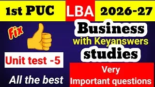 Thumbnail: 1st PUC Business studies LBA 5 Question Paper 2026 with Answers 