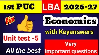 Thumbnail: 1st PUC Economics LBA 5 Question Paper 2026 with Answers