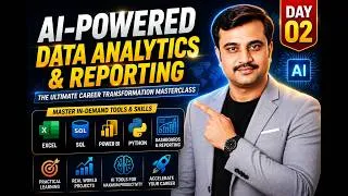 Thumbnail: AI-Powered Data Analytics & Reporting Masterclass | Day 02 | Skills, Projects & AI Career