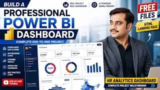 Thumbnail: Build a Professional Power BI Dashboard Using AI | Complete Project | FREE Files + HTML Landing Page
