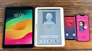 Thumbnail: iPad tab13 + iPhone 14Plus incoming Call Samsung Tab4 + Samsung S8
