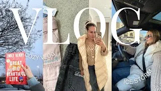 Thumbnail: Cozy Vlog | Ice storm in Georgia, 9-5 work day, Carter's Haul, Viral Tiktok Recipe,  New Book