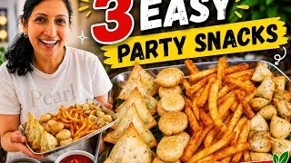 Thumbnail: 3 Easy Vegetarian Party Snacks | Samosa, Kachori & Desi Fries Recipes | Indian Finger Food Ideas