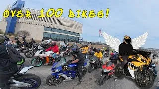 Thumbnail: Over 100 BIKES ride at MEMORIAL RIDE! (HIGHWAY SHUT DOWN)