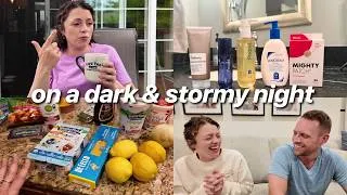 Thumbnail: CHATTY VLOG: Stormy Game Night w/ Tyler, My PM skincare, Weekly grocery run, Summer haul from Quince