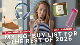 Thumbnail: more things I'm NOT BUYING for the rest of 2026 to save money + pay off debt 💅🏻🕯️🍵💸🩵