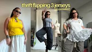 Thumbnail: trying to upcycle thrifted jerseys into new clothes