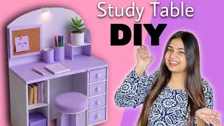 Thumbnail: *cutest mini study table* DIY for Barbie from cardboard 